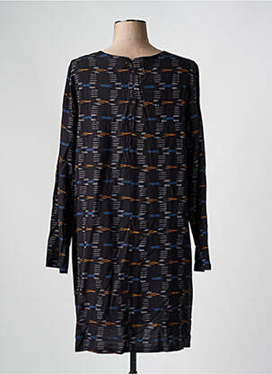 Robe mi-longue imprimé fantaisie manches longues noir SURKANA femme