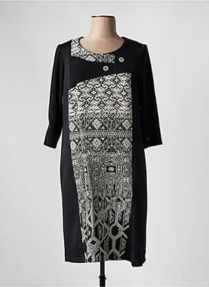 Robe mi-longue manches 3/4 manches 3/4 noir JEAN DELFIN femme