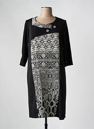 Robe mi-longue manches 3/4 manches 3/4 noir JEAN DELFIN femme