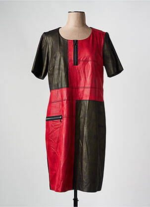 Robe mi-longue fermeture zippée au dos manches courtes rouge JEAN DELFIN femme