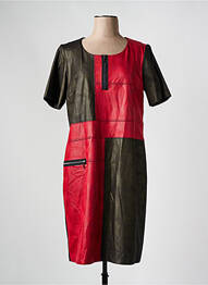 Robe mi-longue fermeture zippée au dos manches courtes rouge JEAN DELFIN femme
