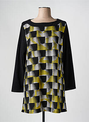 Pull tunique stretch manches longues noir MARBLE femme