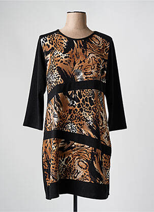 Robe pull stretch manches longues noir MARBLE femme