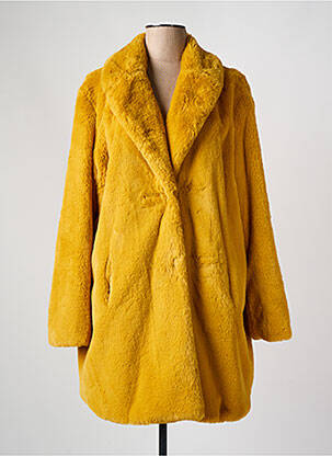 Manteau long coupe cintrée sans capuche jaune WHITE LABEL femme