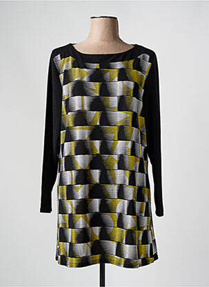 Pull tunique stretch manches longues noir MARBLE femme
