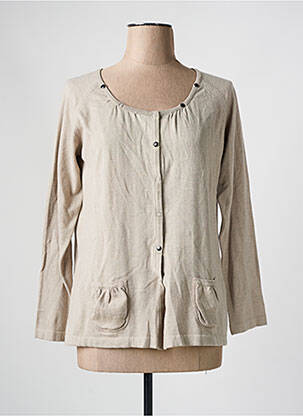 Gilet manches longues col rond beige TELMAIL femme