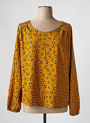 Blouse imprimé fantaisie manches longues jaune HALOGENE femme