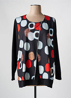 Blouse col rond manches 3/4 noir GUY DUBOUIS femme
