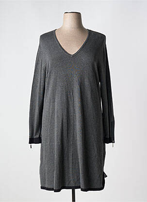 Robe pull col v manches longues gris MARBLE femme