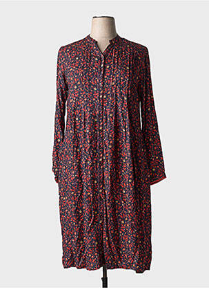 Robe mi-longue imprimé fleurs manches longues orange AGATHE & LOUISE femme