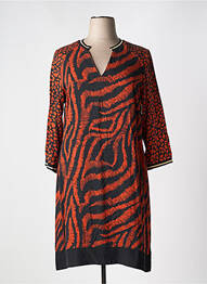 Robe mi-longue manches 3/4 manches 3/4 orange FRED SABATIER femme