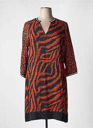 Robe mi-longue manches 3/4 manches 3/4 orange FRED SABATIER femme