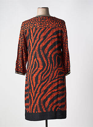 Robe mi-longue manches 3/4 manches 3/4 orange FRED SABATIER femme
