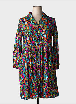 Robe mi-longue imprimé fantaisie manches longues noir AGATHE & LOUISE femme