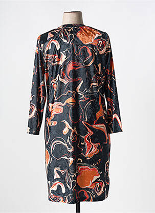 Robe mi-longue imprimé fantaisie manches longues orange GREGORY PAT femme