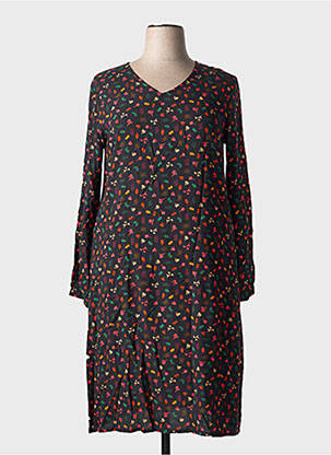 Robe mi-longue imprimé fantaisie manches longues noir AGATHE & LOUISE femme