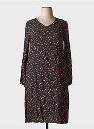 Robe mi-longue imprimé fantaisie manches longues noir AGATHE & LOUISE femme