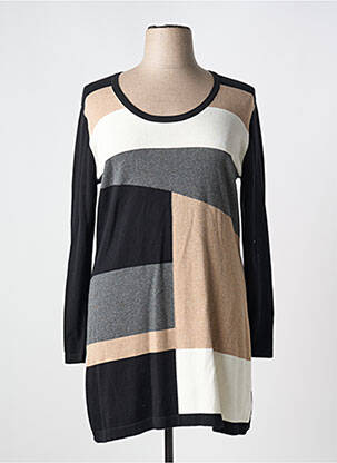 Pull tunique stretch manches longues noir MARBLE femme