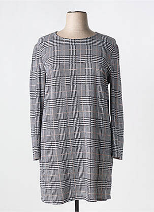Robe courte fermeture zippée au dos manches longues gris PLURIELLES femme