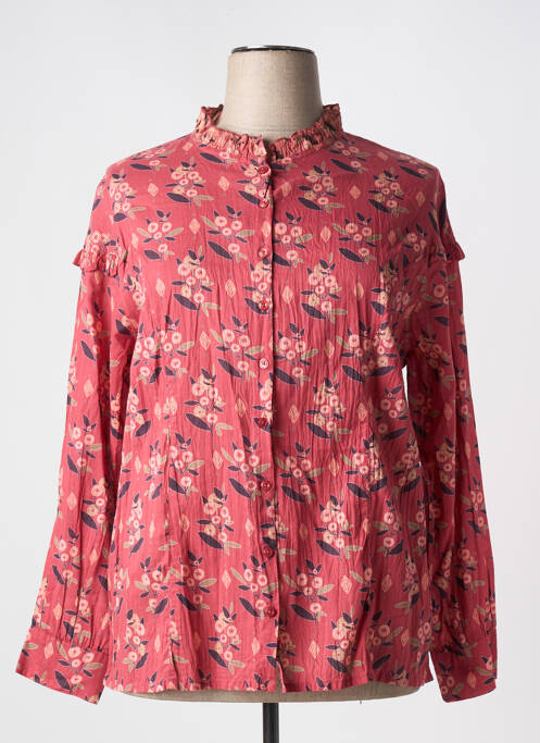 Chemisier imprimé fleurs manches longues rouge AGATHE & LOUISE femme