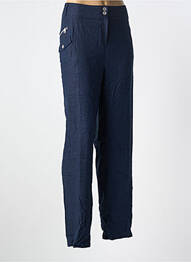 Pantalon droit fermeture zippée sous rabat boutonné taille normale bleu IMPULSION femme
