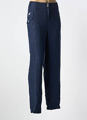 Pantalon droit fermeture zippée sous rabat boutonné taille normale bleu IMPULSION femme
