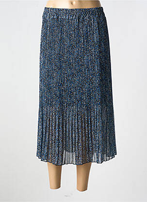 Jupe mi-longue stretch bleu COULEURS DU TEMPS femme