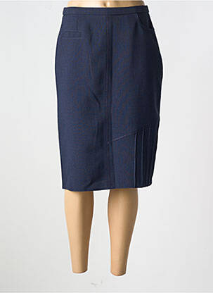 Jupe mi-longue taille à pinces bleu GUY DUBOUIS femme