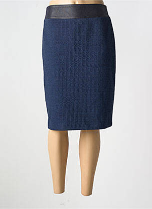 Jupe mi-longue coupe droite bleu GUY DUBOUIS femme