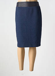 Jupe mi-longue coupe droite bleu GUY DUBOUIS femme