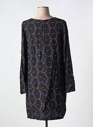 Robe mi-longue imprimé fantaisie manches longues noir SURKANA femme