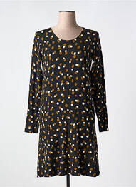 Robe mi-longue imprimé fantaisie manches longues noir SURKANA femme