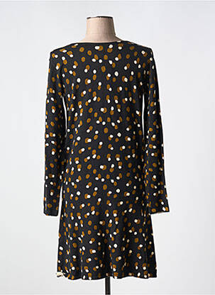 Robe mi-longue imprimé fantaisie manches longues noir SURKANA femme