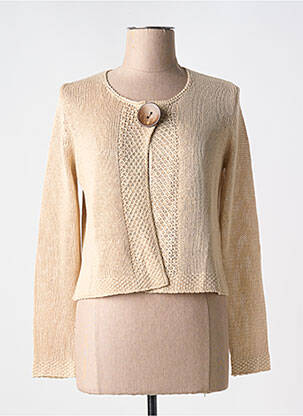 Gilet manches longues col rond beige MARBLE femme