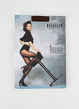 Collants tissage transparent marron WOLFORD femme
