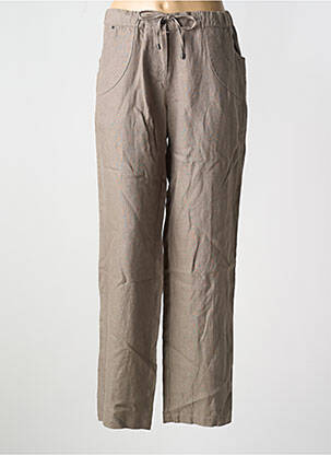 Pantalon droit tissage crêpe taille normale marron MERI & ESCA femme