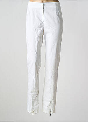 Pantalon slim tissage popeline taille haute blanc JEAN DELFIN femme