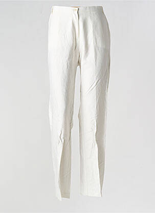 Pantalon droit taille à pinces taille haute beige JEAN GABRIEL femme