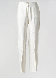 Pantalon droit tissage crêpe taille haute beige JEAN GABRIEL femme