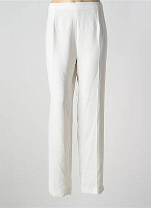 Pantalon droit taille à pinces taille haute blanc GUY DUBOUIS femme