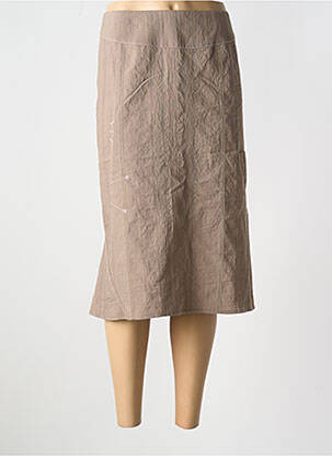 Jupe mi-longue taille haute marron GUY DUBOUIS femme