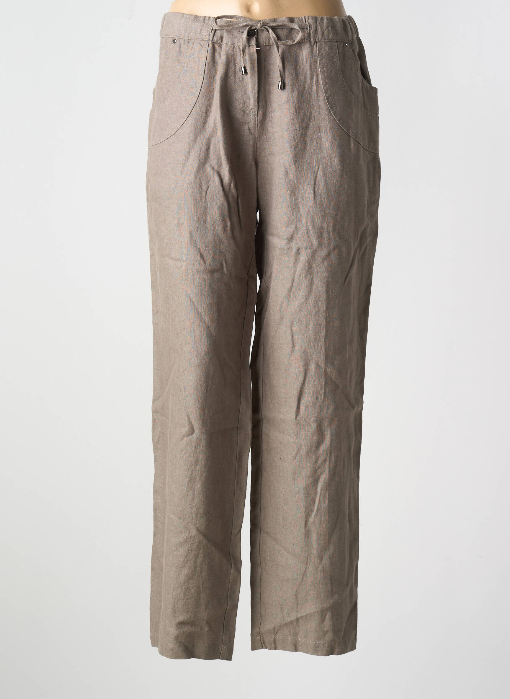 Pantalon droit tissage crêpe taille normale marron MERI & ESCA femme