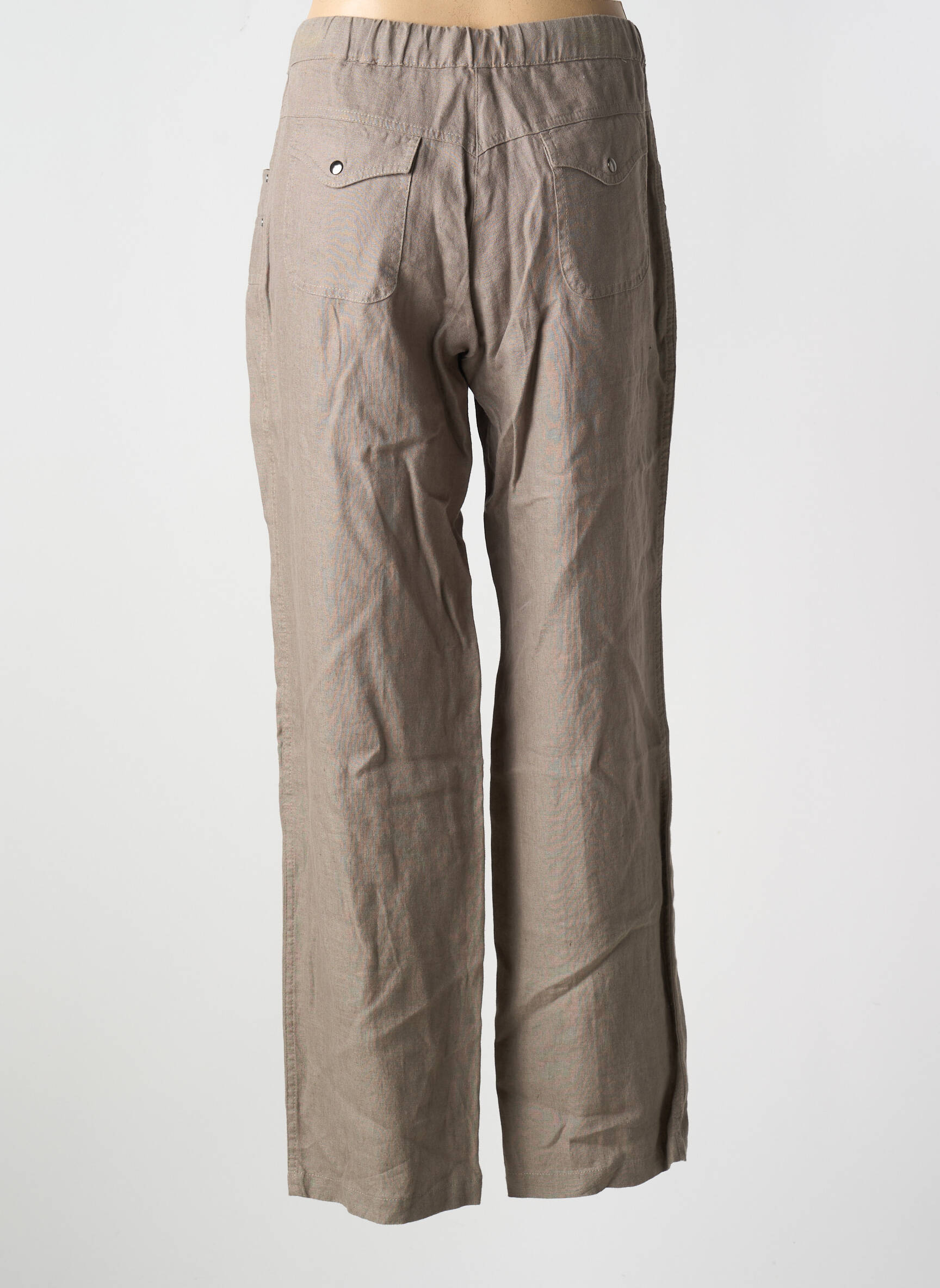 Pantalon droit tissage crêpe taille normale marron MERI & ESCA femme
