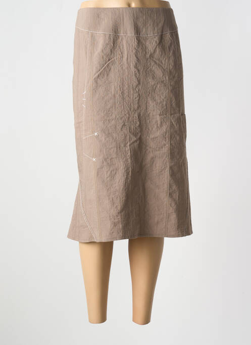 Jupe mi-longue marron GUY DUBOUIS pour femme
