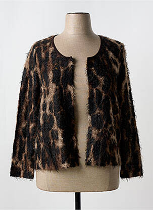 Gilet manches longues maille maille poilu marron TELMAIL femme