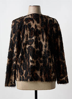 Gilet manches longues maille maille poilu marron TELMAIL femme