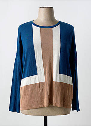 Pull col rond manches longues bleu MARBLE femme