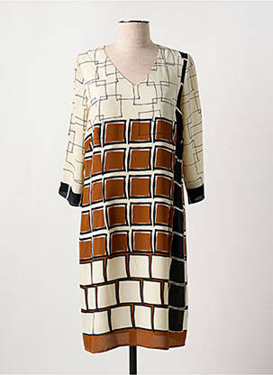 Robe mi-longue coupe fluide manches 3/4 beige MERI & ESCA femme