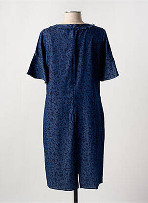 Robe mi-longue imprimé fleurs manches courtes bleu CONCEPT K femme