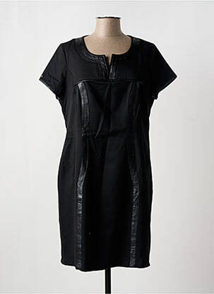 Robe mi-longue fermeture zippée au dos manches courtes noir FRED SABATIER femme